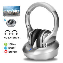 Load image into Gallery viewer, Zanchie Wireless Headphones for TV Watching with RF Transmitter 330ft Range-Digital OPTICAL RCA AUX,10Hrs Battery,No Audio Delay