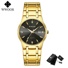Load image into Gallery viewer, 2020 WWOOR Diamond Watches Mens Top Brand Luxury Gold Black Date Quartz Watch For Men Fashion Dress Wrist Watches relojes hombre