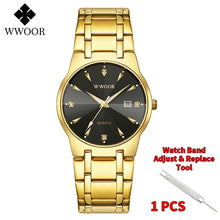 Load image into Gallery viewer, 2020 WWOOR Diamond Watches Mens Top Brand Luxury Gold Black Date Quartz Watch For Men Fashion Dress Wrist Watches relojes hombre