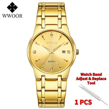 Load image into Gallery viewer, 2020 WWOOR Diamond Watches Mens Top Brand Luxury Gold Black Date Quartz Watch For Men Fashion Dress Wrist Watches relojes hombre