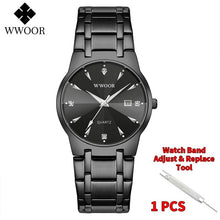 Load image into Gallery viewer, 2020 WWOOR Diamond Watches Mens Top Brand Luxury Gold Black Date Quartz Watch For Men Fashion Dress Wrist Watches relojes hombre