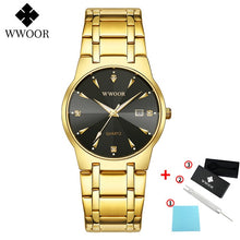 Load image into Gallery viewer, 2020 WWOOR Diamond Watches Mens Top Brand Luxury Gold Black Date Quartz Watch For Men Fashion Dress Wrist Watches relojes hombre