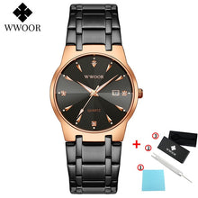 Load image into Gallery viewer, 2020 WWOOR Diamond Watches Mens Top Brand Luxury Gold Black Date Quartz Watch For Men Fashion Dress Wrist Watches relojes hombre