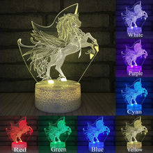 Load image into Gallery viewer, Table lamp in the shape of a unicorn 3D LED with remote control
