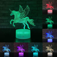 Load image into Gallery viewer, Table lamp in the shape of a unicorn 3D LED with remote control