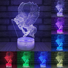 Load image into Gallery viewer, Table lamp in the shape of a unicorn 3D LED with remote control