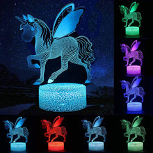 Load image into Gallery viewer, Table lamp in the shape of a unicorn 3D LED with remote control