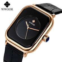 Load image into Gallery viewer, WWOOR 2020 Women Watches Top Brand Luxury Women Quartz Wristwatch Fashion Elegant Black Leather Watch For Women relogio feminino