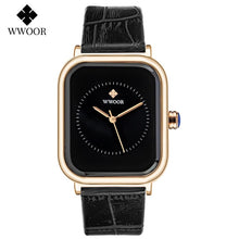 Load image into Gallery viewer, WWOOR 2020 Women Watches Top Brand Luxury Women Quartz Wristwatch Fashion Elegant Black Leather Watch For Women relogio feminino