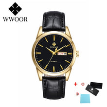 Load image into Gallery viewer, WWOOR Leather Men's Watch Top Brand Luxury Date Waterproof Watches Mens 2020 Casual Quartz Wrist Watch For Men Relogio Masculino