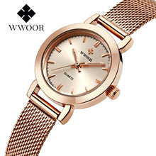 Load image into Gallery viewer, WWOOR Famous Brand Watch For Women Top Luxury Rose Gold Women Bracelet Watch Ladies Fashion Dress Quartz Wrist Watch reloj mujer