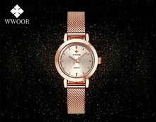 Load image into Gallery viewer, WWOOR Famous Brand Watch For Women Top Luxury Rose Gold Women Bracelet Watch Ladies Fashion Dress Quartz Wrist Watch reloj mujer