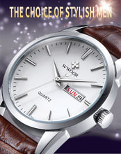 Load image into Gallery viewer, WWOOR Leather Men's Watch Top Brand Luxury Date Waterproof Watches Mens 2020 Casual Quartz Wrist Watch For Men Relogio Masculino