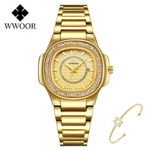 Load image into Gallery viewer, WWOOR 2020 Women Watch Top Brand Luxury Gold Female Square Watch Fashion Diamond Quartz Ladies Wrist Watch Gift Relogio Feminino