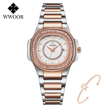 Load image into Gallery viewer, WWOOR 2020 Women Watch Top Brand Luxury Gold Female Square Watch Fashion Diamond Quartz Ladies Wrist Watch Gift Relogio Feminino