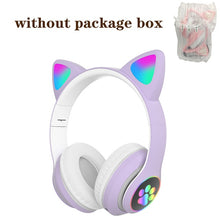 Load image into Gallery viewer, AIKSWE Bluetooth Headphones Glowing Cute Cat&Ear Paw LED Girls Gift Kids Wireless Headset HIFI Stereo Bass 3.5mm AUX With MIC