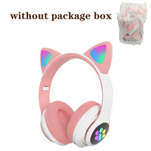 Load image into Gallery viewer, AIKSWE Bluetooth Headphones Glowing Cute Cat&Ear Paw LED Girls Gift Kids Wireless Headset HIFI Stereo Bass 3.5mm AUX With MIC