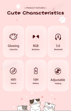 Load image into Gallery viewer, AIKSWE Bluetooth Headphones Glowing Cute Cat&Ear Paw LED Girls Gift Kids Wireless Headset HIFI Stereo Bass 3.5mm AUX With MIC