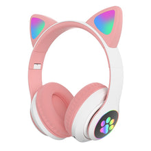 Load image into Gallery viewer, AIKSWE Bluetooth Headphones Glowing Cute Cat&Ear Paw LED Girls Gift Kids Wireless Headset HIFI Stereo Bass 3.5mm AUX With MIC