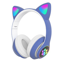 Load image into Gallery viewer, AIKSWE Bluetooth Headphones Glowing Cute Cat&Ear Paw LED Girls Gift Kids Wireless Headset HIFI Stereo Bass 3.5mm AUX With MIC