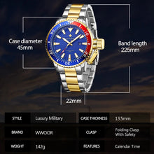 Load image into Gallery viewer, WWOOR New Quartz Wrist Watch Full Steel Luxury Watches for Mens(Waterproof)UK Delivery 2-3 Weeks
