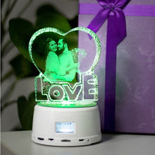 Load image into Gallery viewer, Night light with Bluetooth, Rotating Crystal photo with music player