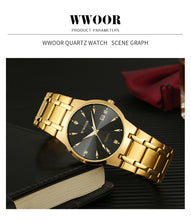 Load image into Gallery viewer, 2020 WWOOR Diamond Watches Mens Top Brand Luxury Gold Black Date Quartz Watch For Men Fashion Dress Wrist Watches relojes hombre