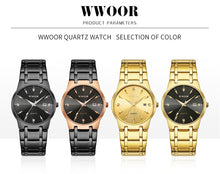 Load image into Gallery viewer, 2020 WWOOR Diamond Watches Mens Top Brand Luxury Gold Black Date Quartz Watch For Men Fashion Dress Wrist Watches relojes hombre