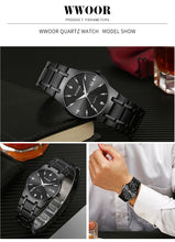 Load image into Gallery viewer, 2020 WWOOR Diamond Watches Mens Top Brand Luxury Gold Black Date Quartz Watch For Men Fashion Dress Wrist Watches relojes hombre