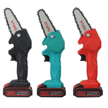 Charger l'image dans la galerie, 1080W 4 Inch 88V Mini Electric Chain Saw With 2PC Battery Woodworking Pruning One-handed Garden Tool Rechargeable EU Plug