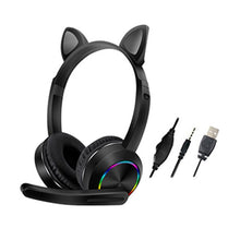 Load image into Gallery viewer, Wired Headset For Kids Gift Girls Lovely Luminous Cat Ear Headphone HIFI Music Gaming Headset With Mic Noise Reduction Call