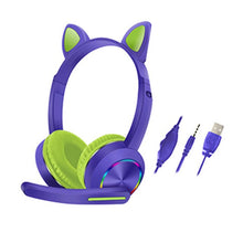 Load image into Gallery viewer, Wired Headset For Kids Gift Girls Lovely Luminous Cat Ear Headphone HIFI Music Gaming Headset With Mic Noise Reduction Call