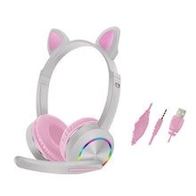 Load image into Gallery viewer, Wired Headset For Kids Gift Girls Lovely Luminous Cat Ear Headphone HIFI Music Gaming Headset With Mic Noise Reduction Call