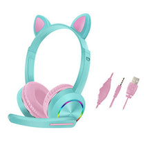 Load image into Gallery viewer, Wired Headset For Kids Gift Girls Lovely Luminous Cat Ear Headphone HIFI Music Gaming Headset With Mic Noise Reduction Call