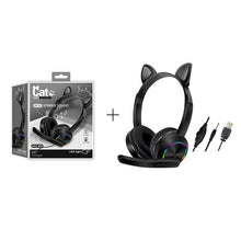 Load image into Gallery viewer, Wired Headset For Kids Gift Girls Lovely Luminous Cat Ear Headphone HIFI Music Gaming Headset With Mic Noise Reduction Call