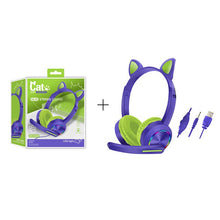 Load image into Gallery viewer, Wired Headset For Kids Gift Girls Lovely Luminous Cat Ear Headphone HIFI Music Gaming Headset With Mic Noise Reduction Call