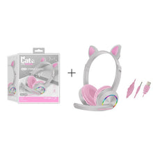 Load image into Gallery viewer, Wired Headset For Kids Gift Girls Lovely Luminous Cat Ear Headphone HIFI Music Gaming Headset With Mic Noise Reduction Call