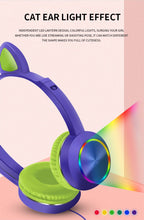 Load image into Gallery viewer, Wired Headset For Kids Gift Girls Lovely Luminous Cat Ear Headphone HIFI Music Gaming Headset With Mic Noise Reduction Call