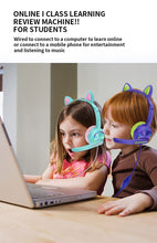 Load image into Gallery viewer, Wired Headset For Kids Gift Girls Lovely Luminous Cat Ear Headphone HIFI Music Gaming Headset With Mic Noise Reduction Call