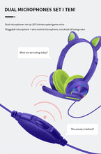 Load image into Gallery viewer, Wired Headset For Kids Gift Girls Lovely Luminous Cat Ear Headphone HIFI Music Gaming Headset With Mic Noise Reduction Call