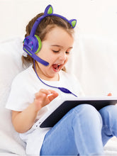 Load image into Gallery viewer, Wired Headset For Kids Gift Girls Lovely Luminous Cat Ear Headphone HIFI Music Gaming Headset With Mic Noise Reduction Call