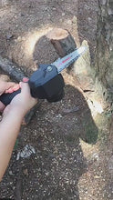 Load and play video in Gallery viewer, 1080W 4 Inch 88V Mini Electric Chain Saw With 2PC Battery Woodworking Pruning One-handed Garden Tool Rechargeable EU Plug
