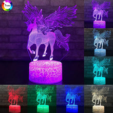 Load image into Gallery viewer, Table lamp in the shape of a unicorn 3D LED with remote control
