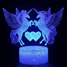 Load image into Gallery viewer, Table lamp in the shape of a unicorn 3D LED with remote control
