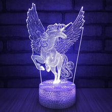 Load image into Gallery viewer, Table lamp in the shape of a unicorn 3D LED with remote control
