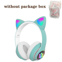 Загрузить изображение в средство просмотра галереи, AIKSWE Bluetooth Headphones Glowing Cute Cat&amp;Ear Paw LED Girls Gift Kids Wireless Headset HIFI Stereo Bass 3.5mm AUX With MIC
