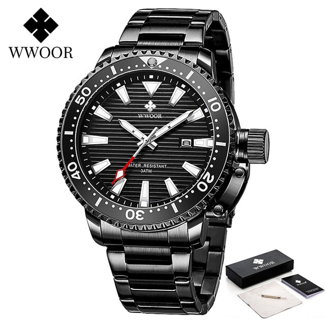 WWOOR New Quartz Wrist Watch Full Steel Luxury Watches for Mens(Waterproof)UK Delivery 2-3 Weeks